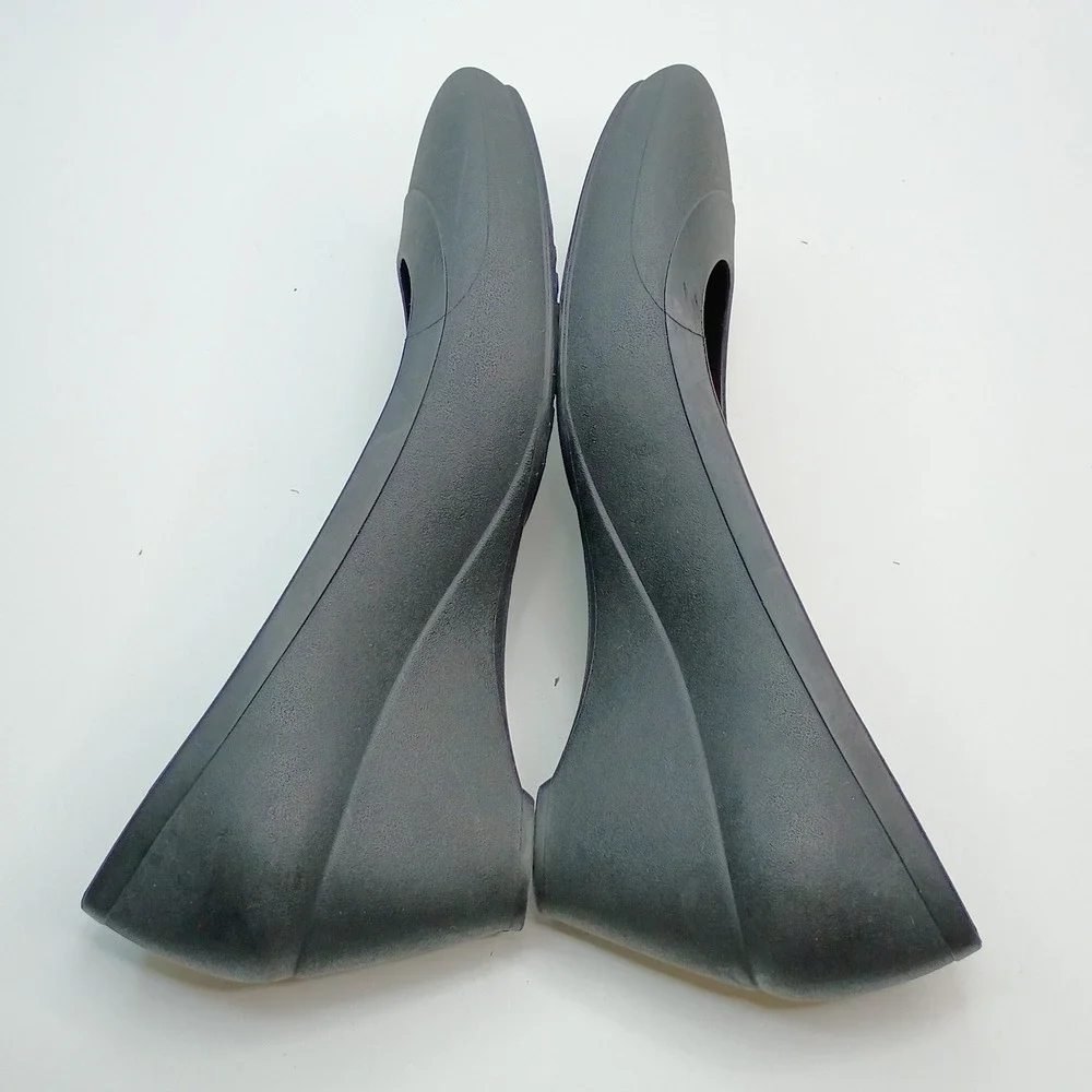 Crocs Lina‎ Wedge Pumps Womens 10 Black Dual Comfort Round Toe Shoes J4